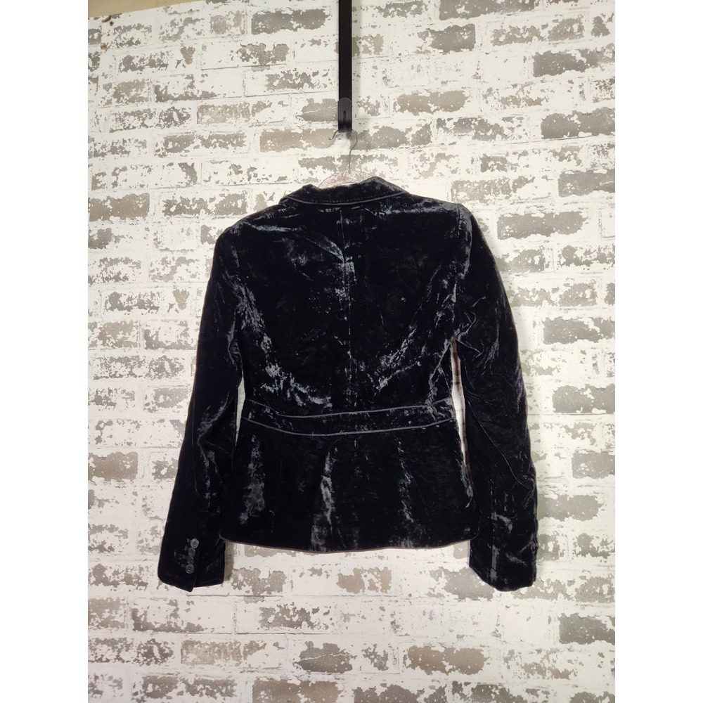 Black Crushed Velvet Blazer Size 6 Tailored Romantic Whimsigoth - Picture 7 of 16
